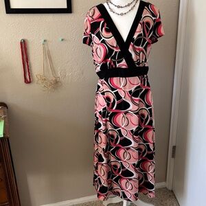 Copy Geometric Print Pink and Black Patterned Dress size 12